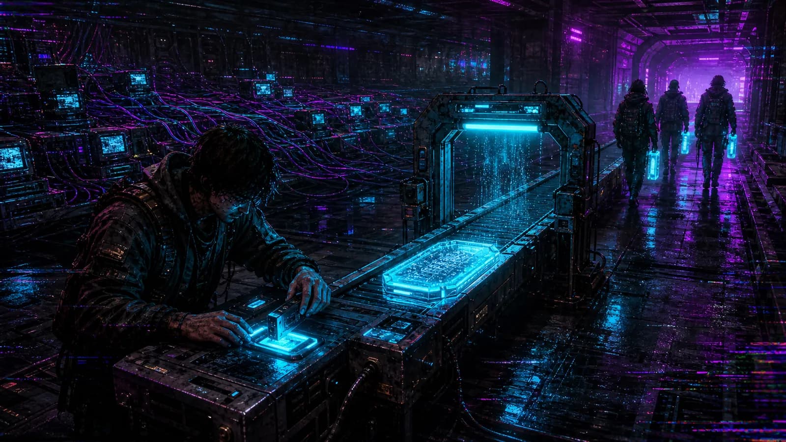 A founder channels scattered signals into one verified cyber-industrial launch line while operators carry proof outward
